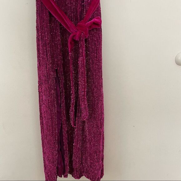 RETROFÊTE Tilly Sequin Tie-Sash Midi Dress - Picture 6 of 13